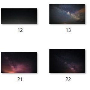 May include: A collection of 16 images showcasing the Milky Way galaxy at night. The images feature a variety of compositions, including close-ups of the Milky Way's core and wide-angle shots of the entire galaxy.