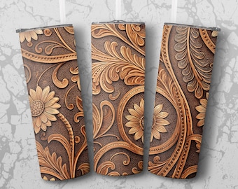 Boho Western Tumbler Wrap, Floral Sunflower Design (Digital Download)