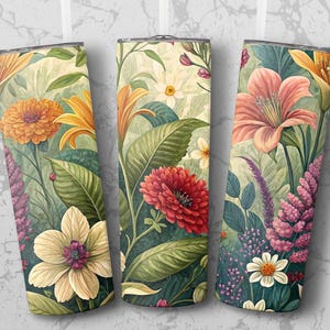 Watercolor Floral Tumbler Wrap PNG: Spring Flower Design (Digital Download)