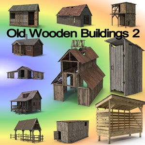 Old Wooden Buildings Photoshop Overlays, Old Buildings, Farm Buildings, Barns, Cabins, Rustic Buildings, Vintage Buildings, Country, PNG