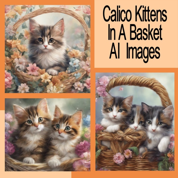 Beautiful Calico Kittens Clip Art  For Greeting Cards, Birthday Cards, Scrapbooking Or Kids Crafts, Kittens, Kitten Clip Art