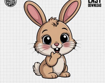 Bunny Clipart PNG, Baby Rabbit Image, Nursery Art, Digital Download, Cute Animal Illustration, Kids Room Decor, High Resolution