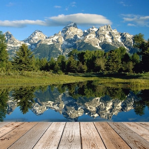 Lake Background for Zoom or Mock Up, Lakes, Mountains, Backgrounds for Portrait, Rustic Wood, Zoom Meeting Background, Background