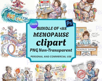 Menopause Humor Clipart Bundle, Menopause