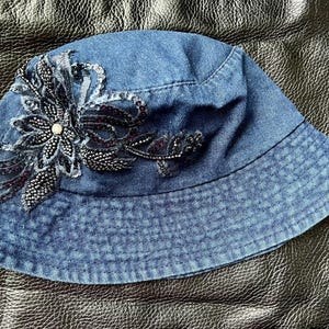 Beaded Denim Bucket Hat