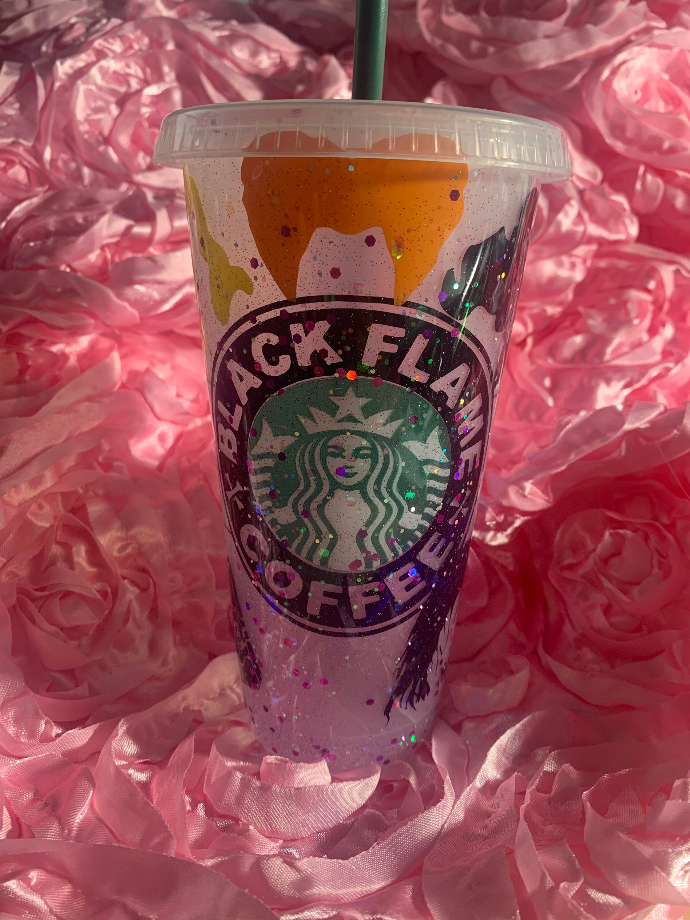Black Flame/Hocus Pocus glitter Starbucks Cup/Halloween Cup/ Gift/Ice…
