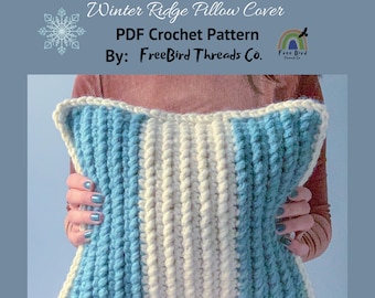 Winter Ridge Pillow Cover,PDF, Crochet Pillow Cover, Pillow Cover Pattern, Boho Pillow,Textured Pillow,Stripes,Cushion Cover,Crochet Pattern
