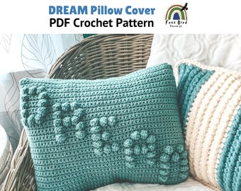 Dream Pillow Cover,PDF,Crochet Pillow Cover,Pillow Cover Pattern,Bobble Pillow,Textured Pillow,Crochet Cushion Pattern,12x16 Pillow,Dream