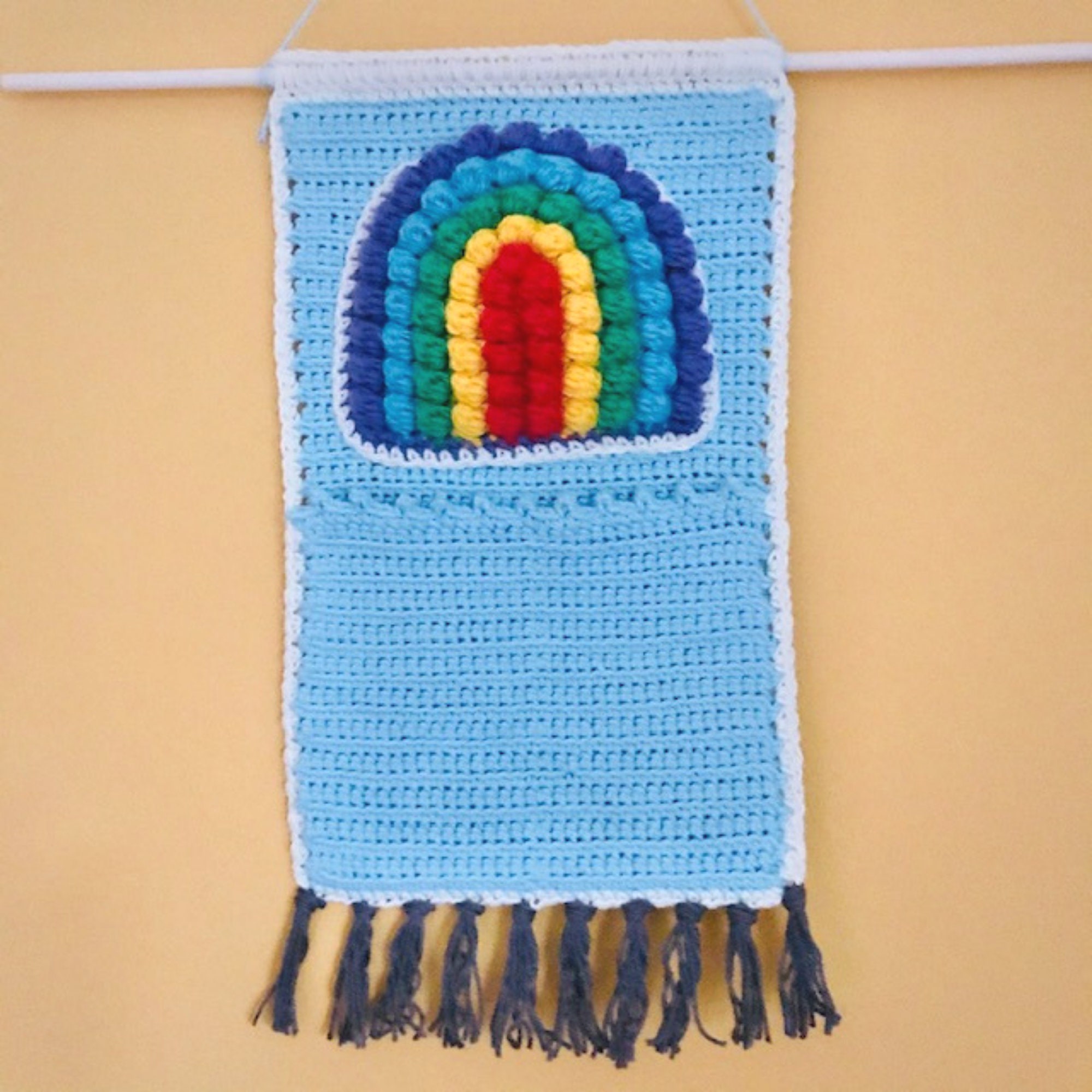 Boho Rainbow Storage Wall Hanging Crochet PDF PATTERN Wall Hanging