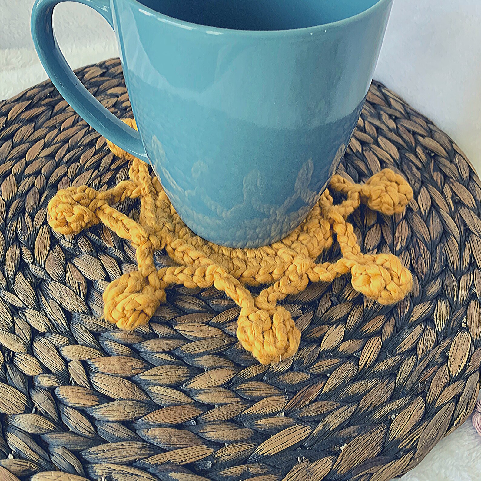 Boho Sunshine Mug Rug Crochet PDF PATTERN Crochet Mug Rug Etsy