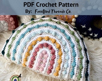 Boho Rainbow Throw Pillow Crochet Pattern (PDF Download)