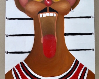 One of a kind Michael Jordan original oil painting on cardboard, large wall art, framed and ready to hang