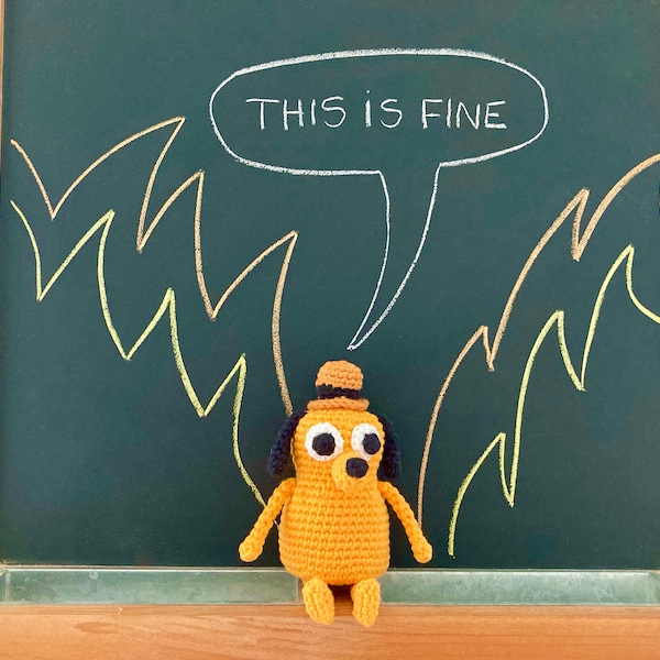 Digitales Amigurumi-Muster - This is Fine (Dog) (DE/PT-BR)