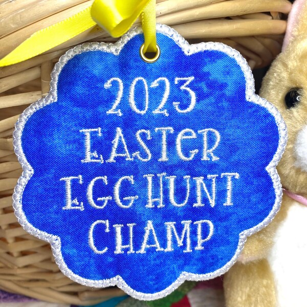 Easter Egg Hunt Champ basket tag/Easter basket tag/Easter name tag/Embroidered Easter tag/Easter gift/Basket tag