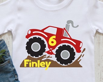 monster truck birthday shirt/monster truck shirt/boys birthday shirt with name/boys birthday shirt/ kids birthday shirt