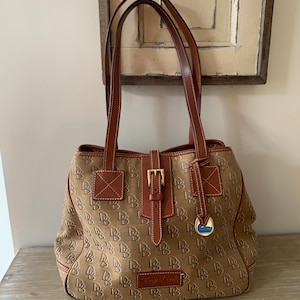 Vintage Dooney and Bourke Logo Handbag with Leather Trim