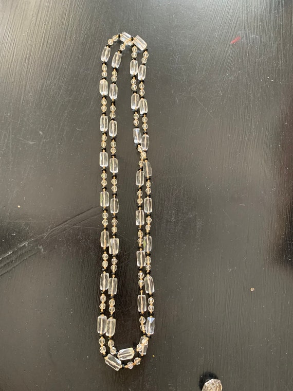 Vintage 1950s Clear and Black Glass Beaded Neckla… - image 7