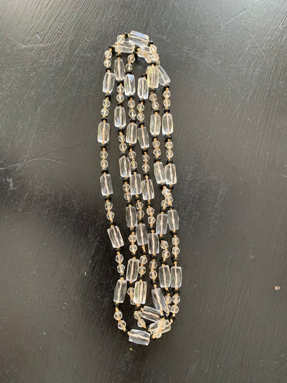 Vintage 1950s Clear and Black Glass Beaded Neckla… - image 8