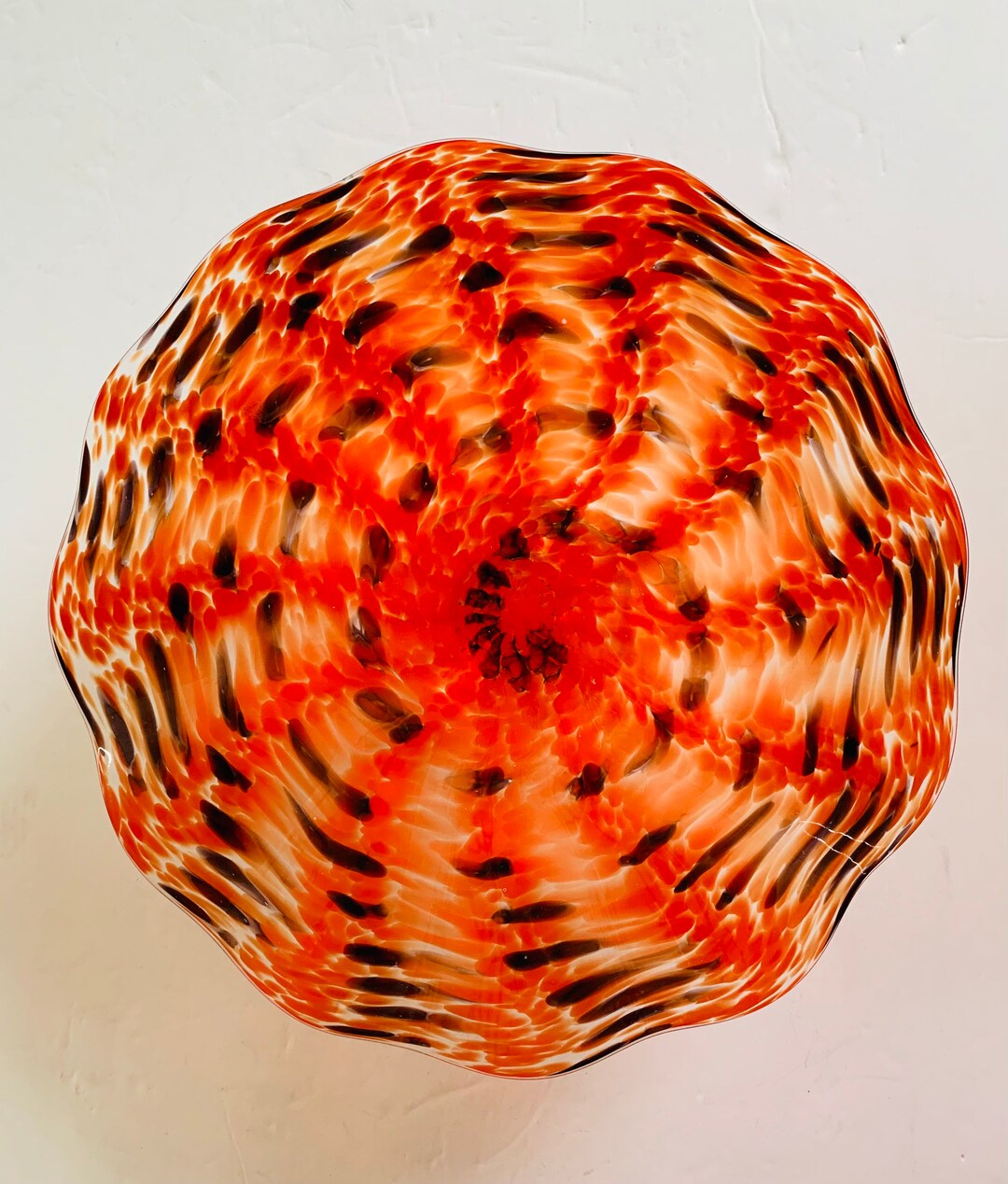 Art Glass Compote Handblown Fluted Edge Artist Signed Etsy