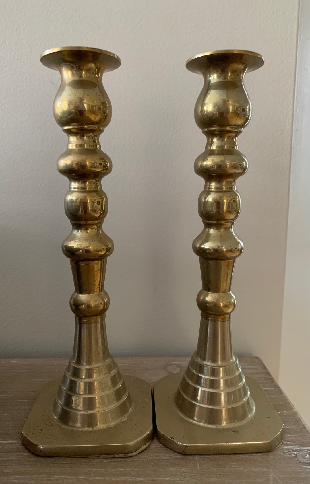 Vintage Candlesticks Solid Brass Beehive Etsy