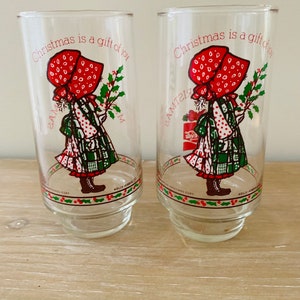 Vintage 1977 Coke Holly Hobbie Christmas Glasses