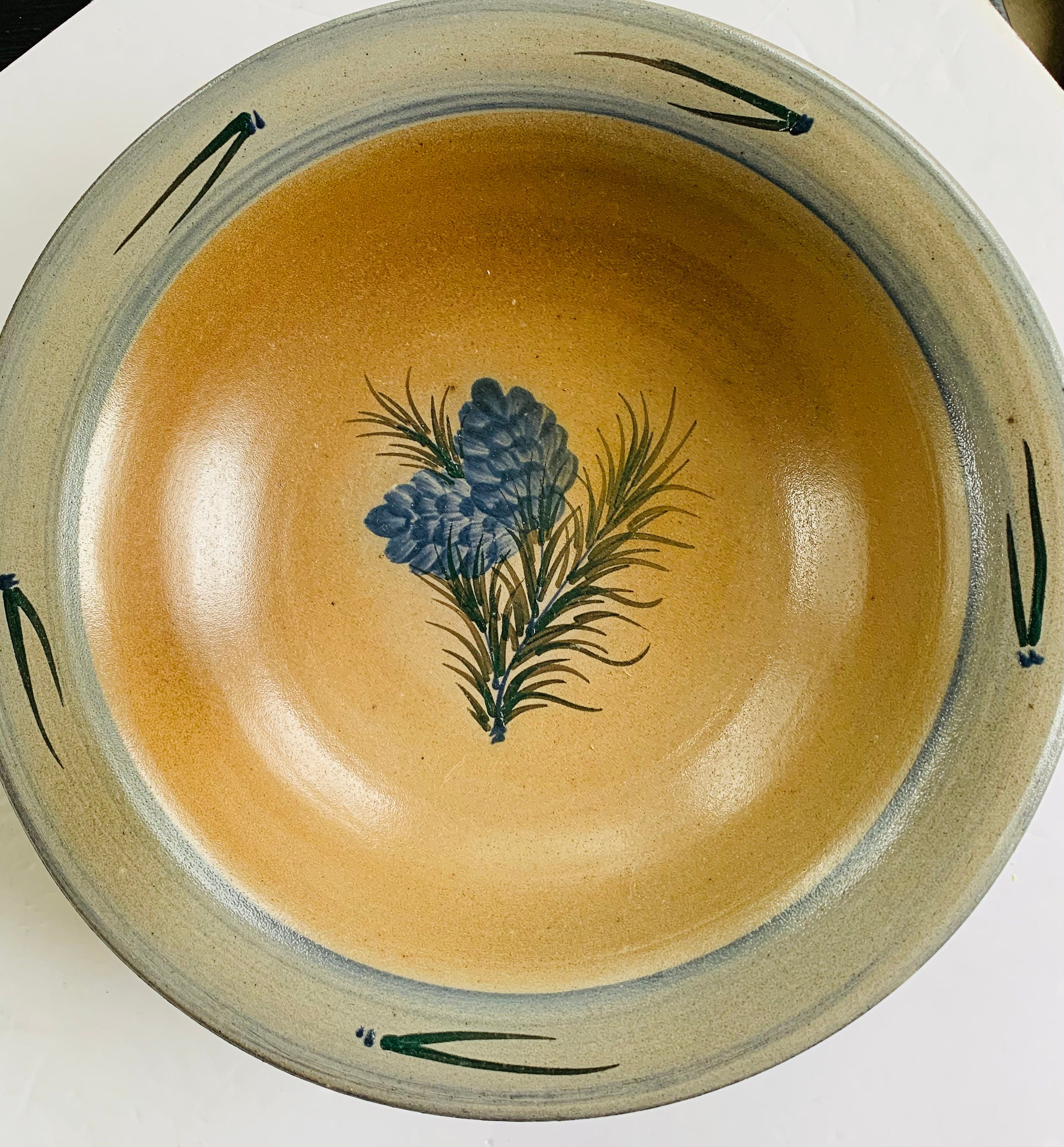 2005 Rowe Pottery Centerpiece Bowl in Pinecone Pattern Etsy