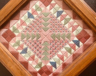 Hand Stitched Crewel Top Wood Jewelry Storage Box
