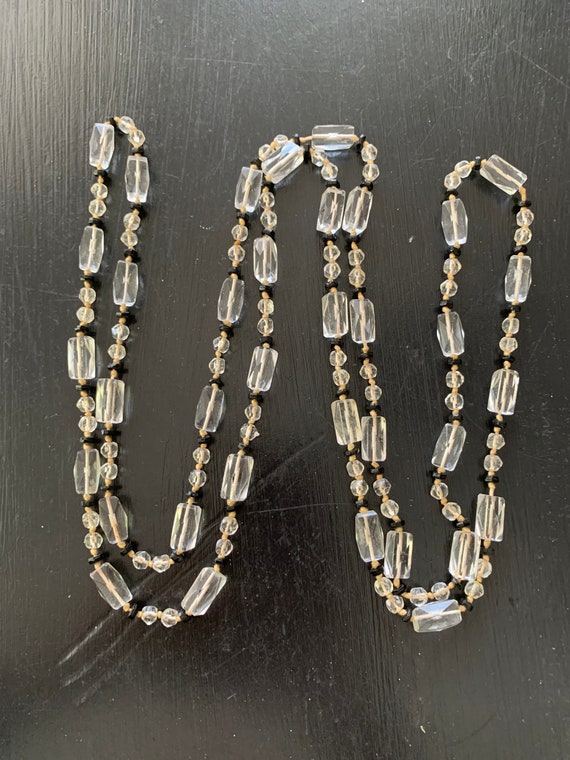 Vintage 1950s Clear and Black Glass Beaded Neckla… - image 5