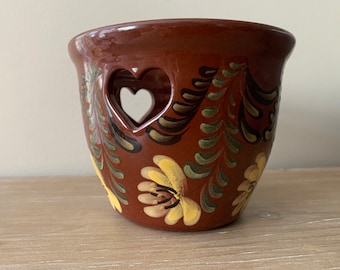 Eldreth Pottery Redware Candle Crock