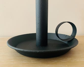 Black Metal Raised Colonial Style Candlestick Holder