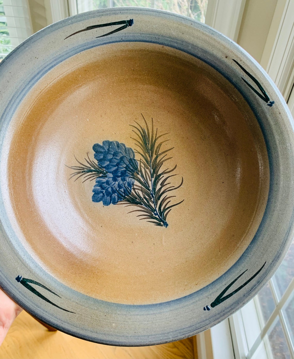 2005 Rowe Pottery Centerpiece Bowl in Pinecone Pattern Etsy