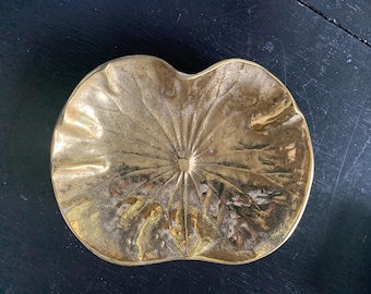 Vintage Brass Lotus Leaf by Virginia Metalcrafters