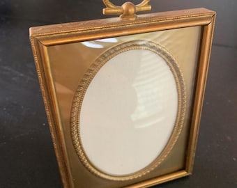 Ornate French-Style Brass Picture Frame With Convex Glass