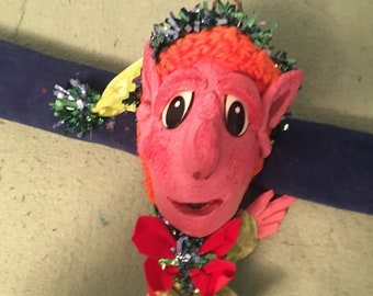 Pinkie the Christmas Elf. Hand Puppet