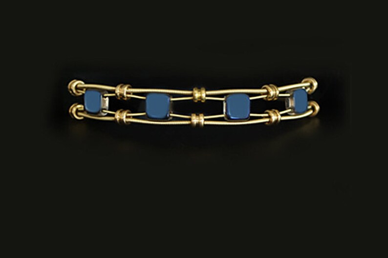 Guitar String Bracelet wBlue tile beads Unique Bracelet Women/'s bracelet Bridesmaid Gift Handmade BirthdayAnniversary Musicians Gift