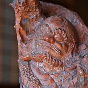 RARE! Large! Japanese vintage DARUMA doll wood slab Burl ornament Sculpture, ZEN master, buddhist monk hand craft art H24in/H61cm