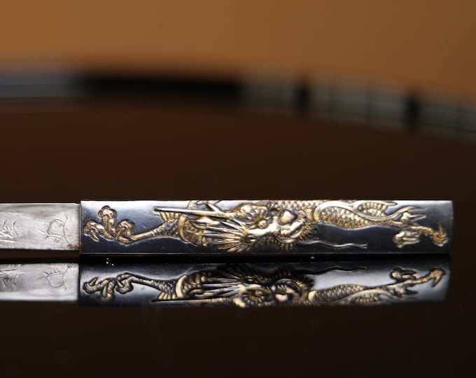 Japanese Vintage Samurai Small Katana Sword kozuka Made of Burnt Copper