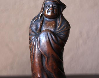 Zen Master Bodhidharma Daruma ヴィンテージ日本備前焼置物像大魔禅師