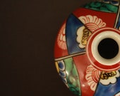 Japanese Antique porcelain small vase,Sake bottle hand painting flowers and triangular patterns on red base quot IMARI quot H2.6 3.3in