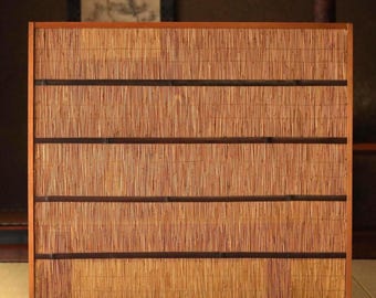 Biombo japonés antiguo de junco, separador Shoji de madera de bambú y paja (83 × 91 pulgadas / 32,7 × 35,8 cm)