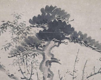 掛け軸 掛軸 軸装 日本画 墨彩画 水墨画 東洋美術 古美術 骨董 骨董品古道具 日本の骨董絵巻 江戸侘び寂び鶴亀墨掛軸 - Etsy 日本