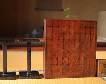 Antique Japanese Shogi Game Set, Handmade Wood Board & Pieces, 1890s