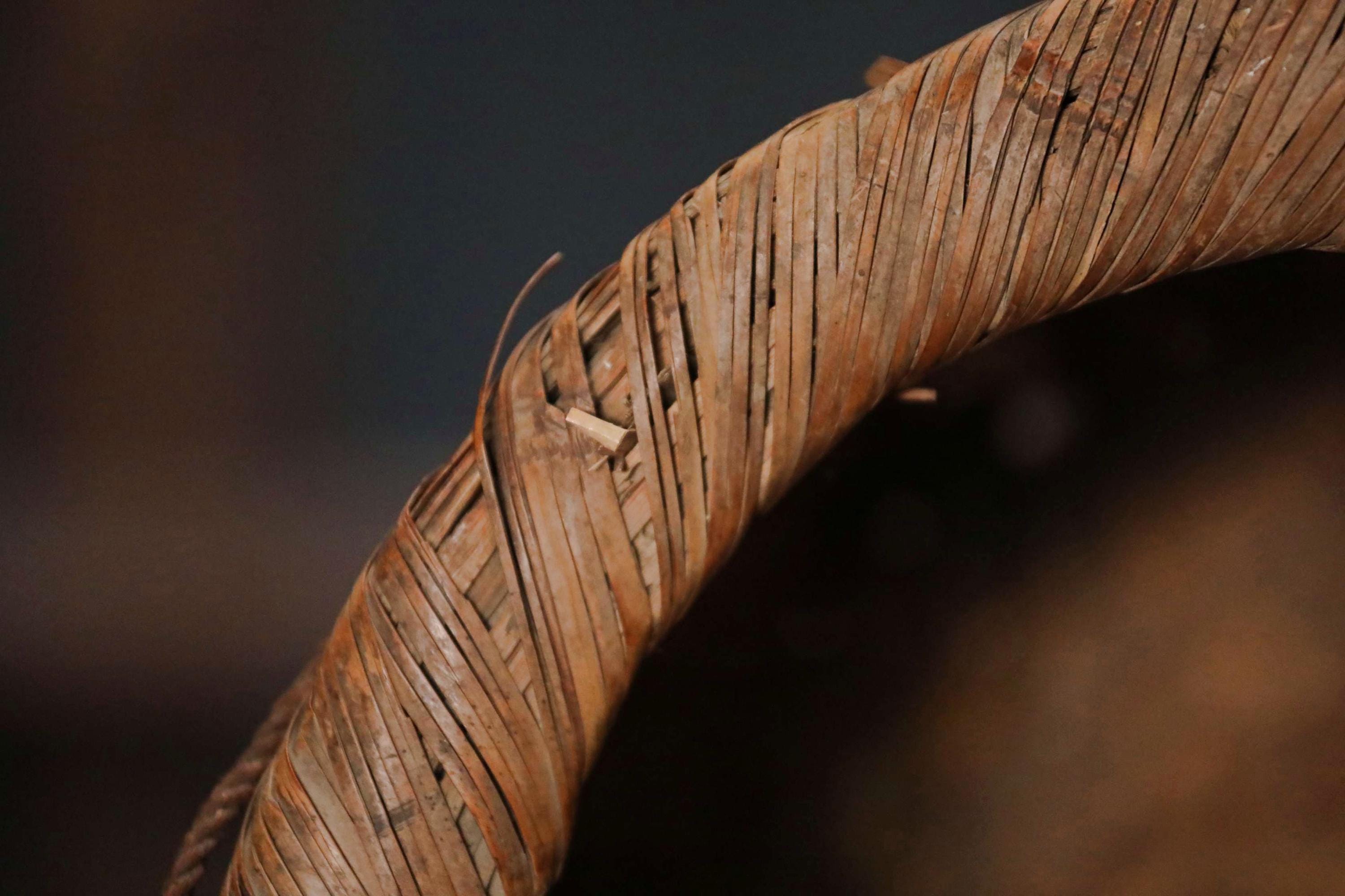 竹かご - アンティークな日本製リュックサック、農家のかご、1858年代