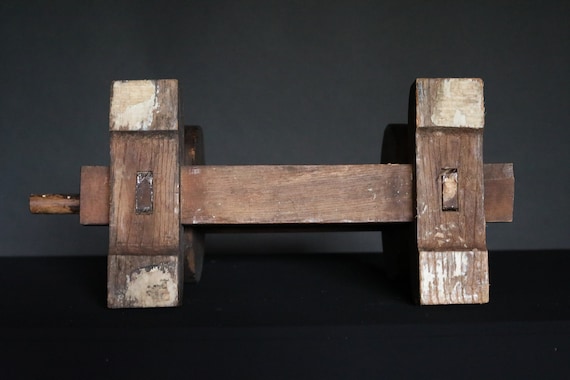 アンティークな日本製木製シルクボビンホイール、糸巻糸巻き機（幅23.2