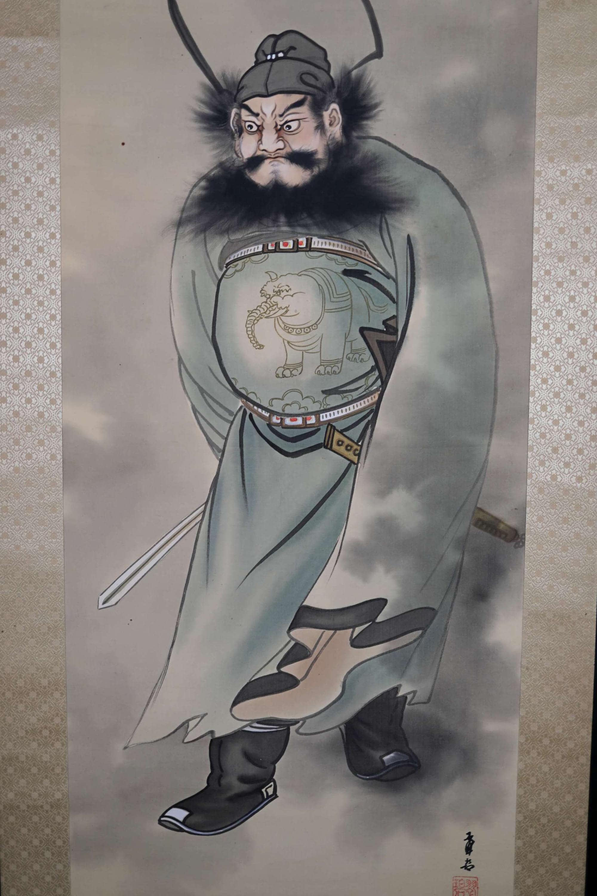 掛け軸 中国唐の守り神鍾馗様 Amazon.co.jp: 端午の節句画掛軸-鍾馗