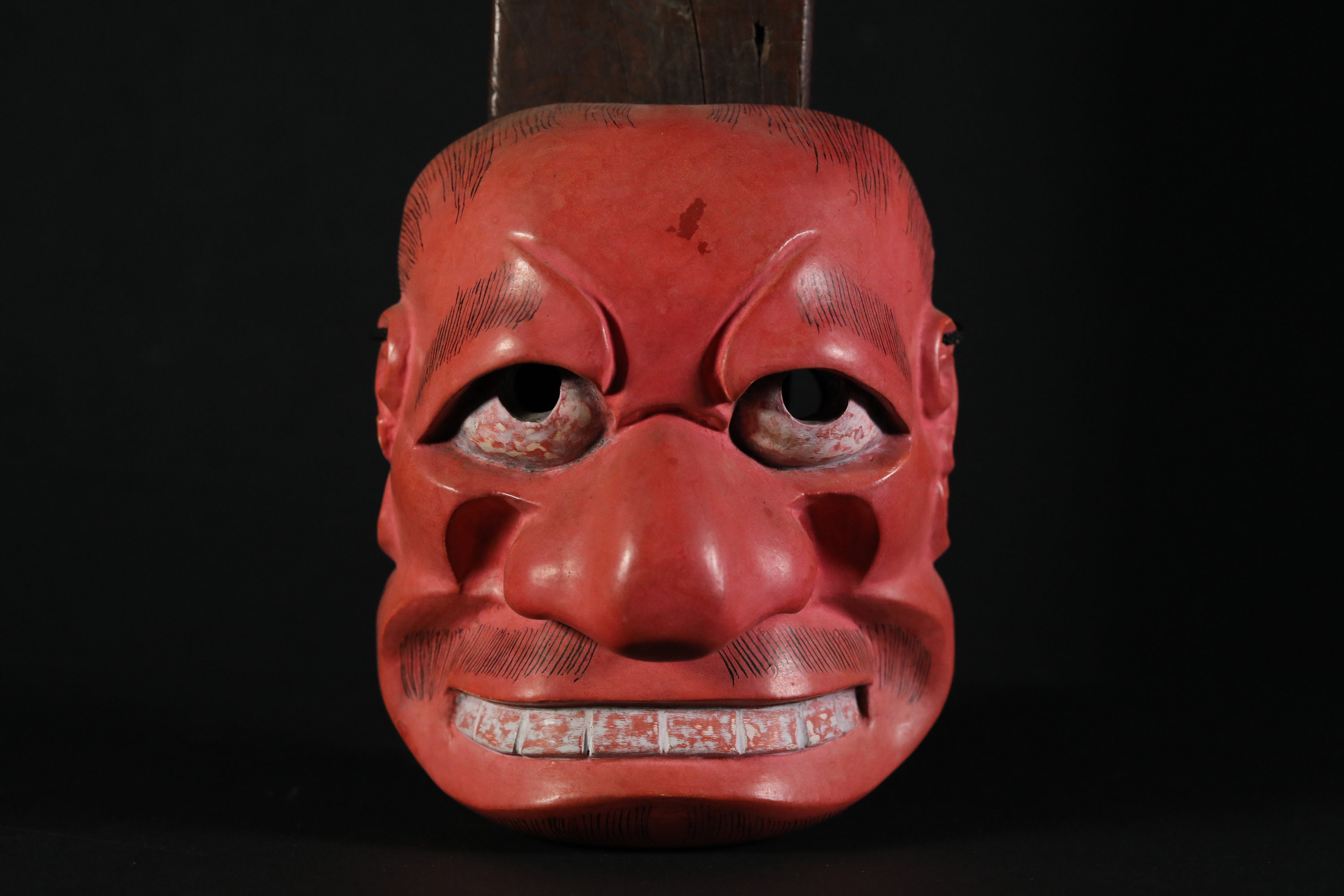 Japanese Antique Noh Mask Red Demon 武悪BUAKU Wood Carving Japanese Antique Noh Mask Red Demon 武悪BUAKU Wood Carving