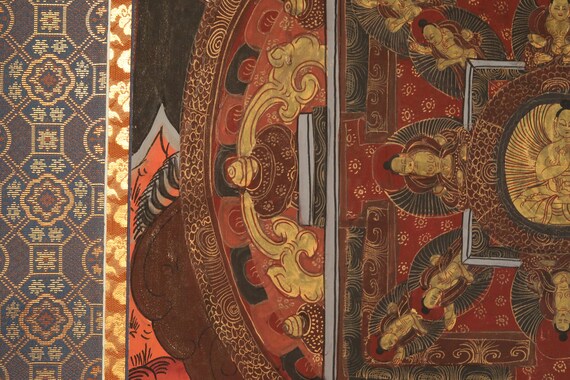 日本のアンティーク掛け軸：チベット曼荼羅、仏教寺院美術、掛け軸