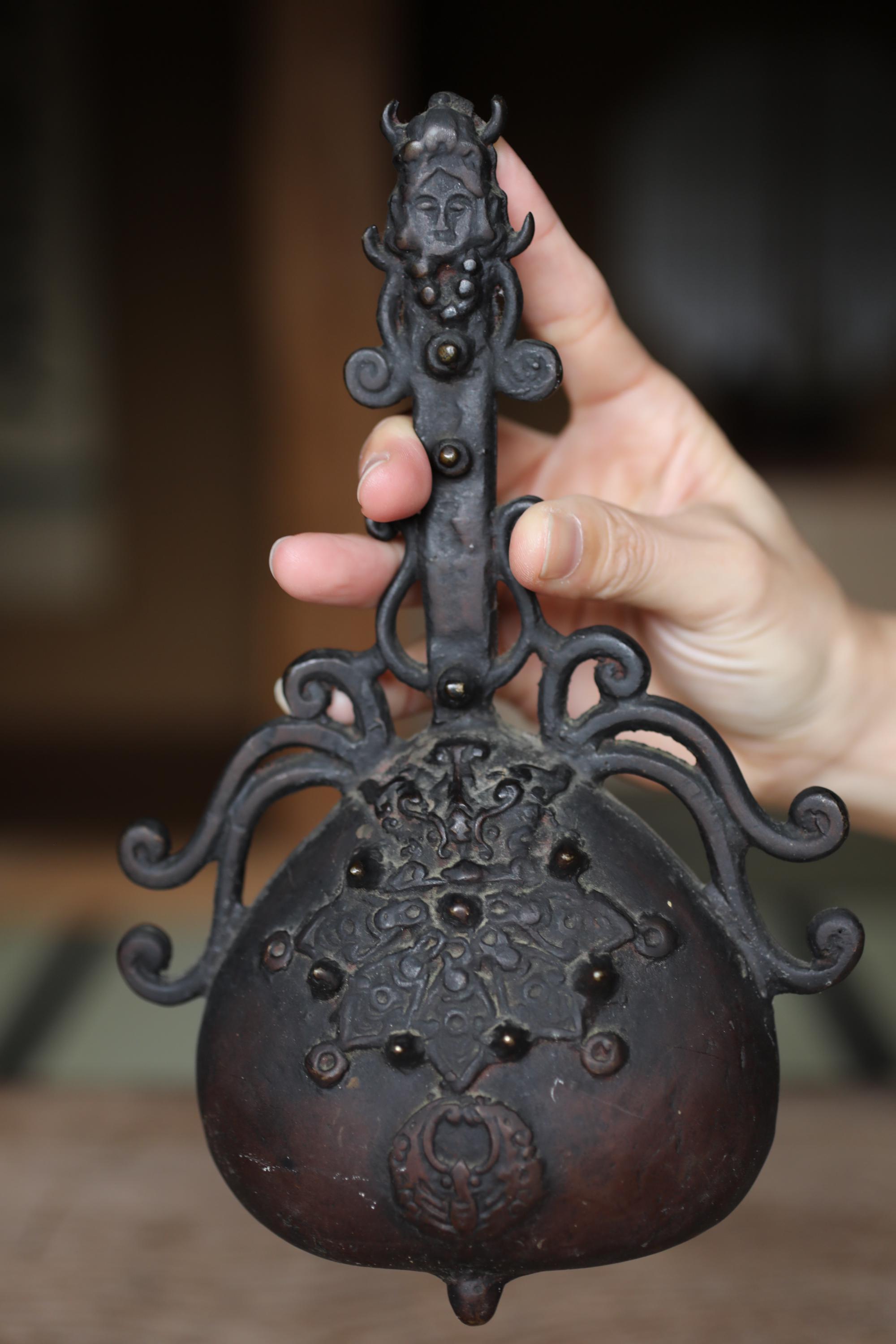 鐘 - アンティーク 日本製 青銅製 仏像 魔術師デザイン 茶道用 1800