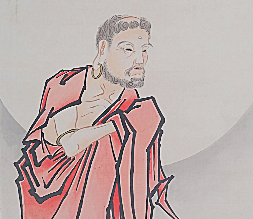 掛軸画 - 日本の禅仏教だるま掛け軸、永井暁月銘、箱付き - Etsy 日本