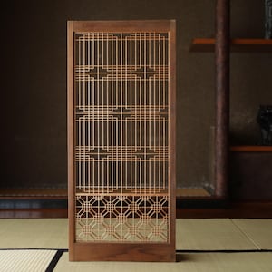 &quot;Japanische Möbel antiker architektonischer Innenschirm,&quot;Kumiko, Holzgerüst&quot; für einen verschiebbaren Schirm, Shoji, H98×44 cm